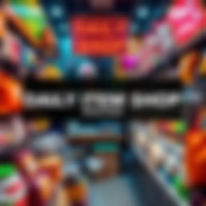 A colorful display of items available in the Daily Item Shop, showcasing various products for sale