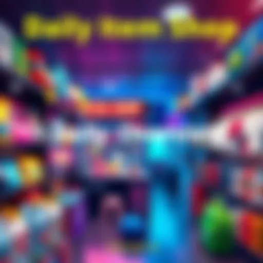 A colorful display of various items available in the Daily Item Shop for purchase, showcasing popular products and prices.