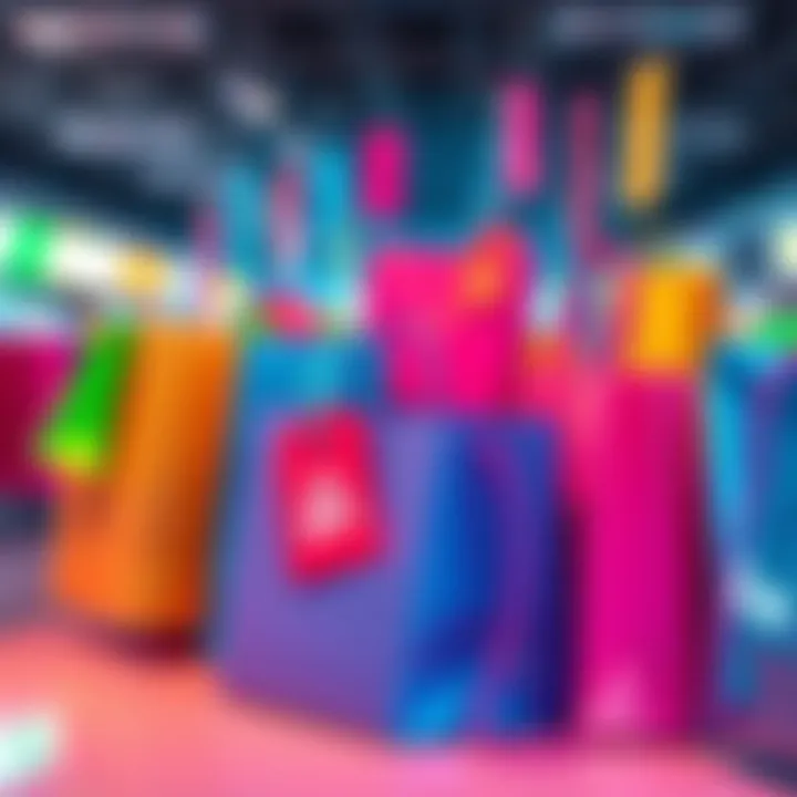 A colorful display of shopping bags and discount tags representing Daily Shop deals