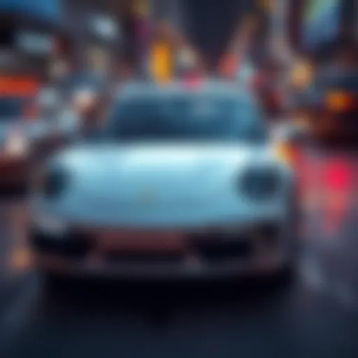 A brand new Porsche 911 with visible damage from being shot and hit by other vehicles.