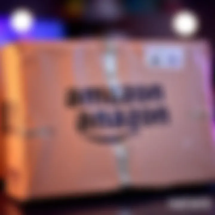 A damaged Amazon package with visible tears and tape on it, indicating the item inside may be affected.