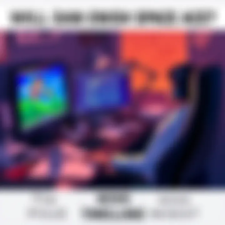 Dan sitting at a desk, focused on his computer screen displaying gameplay from Space Ace, with notes and sketches around him