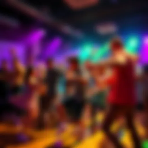 A group of people showcasing their dance moves in a lively setting, expressing creativity and joy.