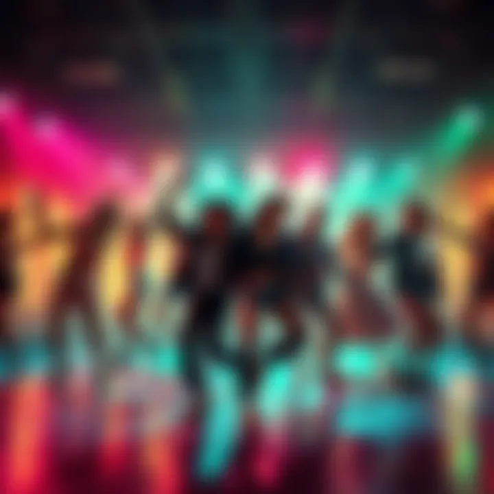 A group of dancers performing trendy dance styles in a vibrant setting