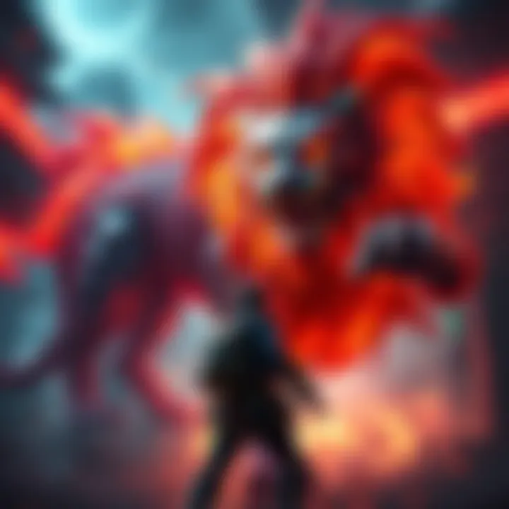 A player facing off against the fierce Dancing Lion DLC monster in an action-packed scene.