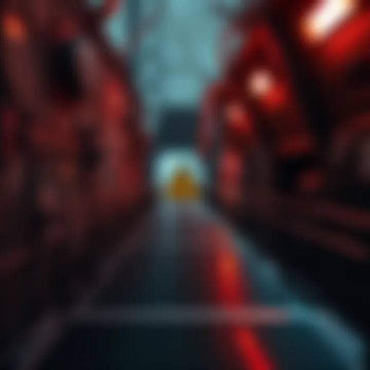 Dangerous Catwalk in the Outpost A narrow catwalk with a warning sign, showcasing its precarious nature and potential hazards in the Outpost