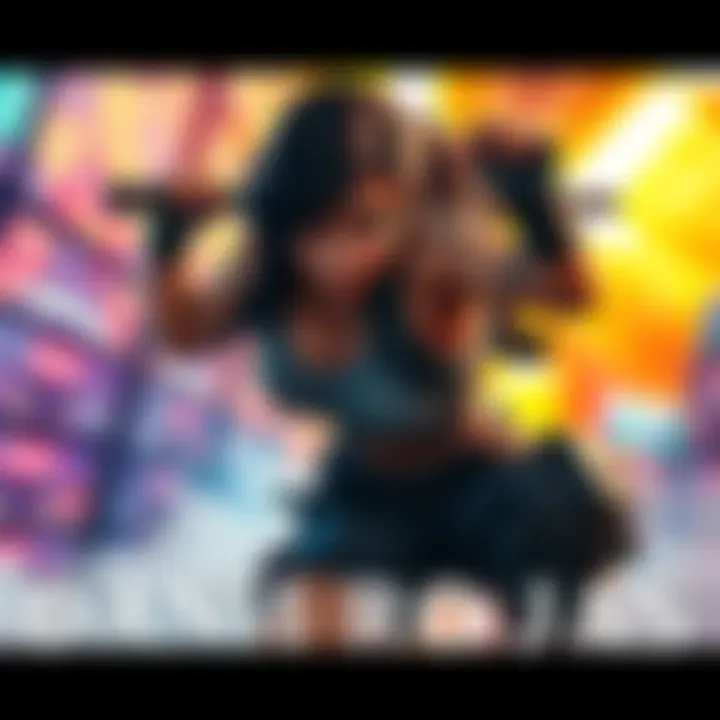 Dani Rojas, the strong female protagonist from Ubisoft, in a dynamic action pose with a vibrant background, showcasing her character design and confidence