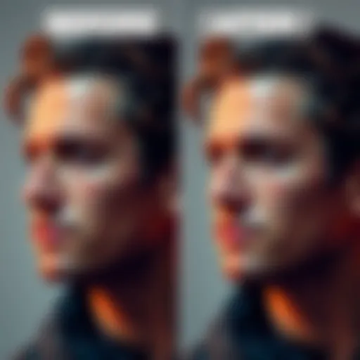 Before and after comparison of Danny's face transformation, showcasing significant changes in features.