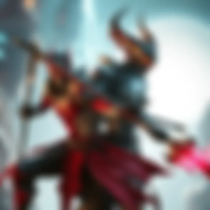Warframe characters Dante and Uriel Two Warframe characters, Dante and Uriel, in a dynamic battle stance against a futuristic backdrop.