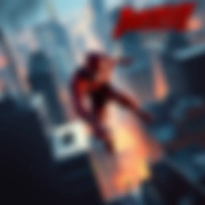 A dynamic portrayal of Daredevil navigating the rooftops of Hell's Kitchen, showcasing his agility and determination.