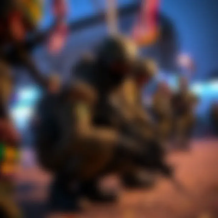 DariusIRL crouching behind National Guard members during Mardi Gras celebrations after shots were fired