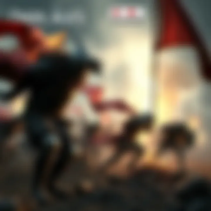 Concept art showing a battle scene in Dark Ages, featuring characters in medieval armor engaging in combat in a multiplayer setting.