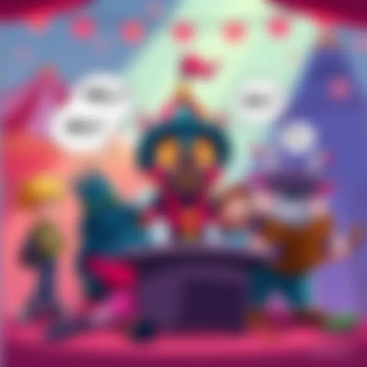 A colorful illustration showing opposing opinions about the nerf of the Dark Carnival Coop Bot, featuring cartoon characters discussing and reacting to the changes.