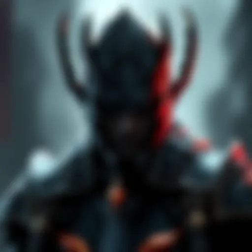 Dark Crusader Character Art Art of Dark Crusader showcasing his edgy transformation in Lords2, featuring dark armor and intense expression