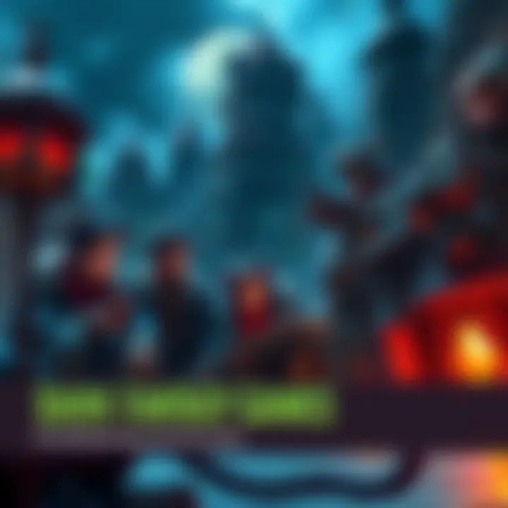 Group of friends playing dark fantasy game together, immersed in an epic quest with fantasy characters and landscapes.