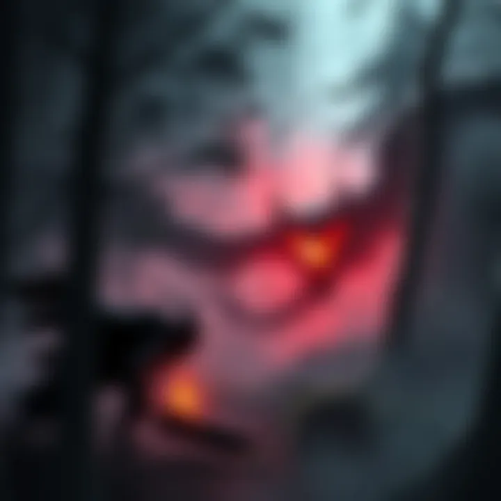 A dark fantasy RPG setting with a warrior battling a mythical creature in a gloomy forest.