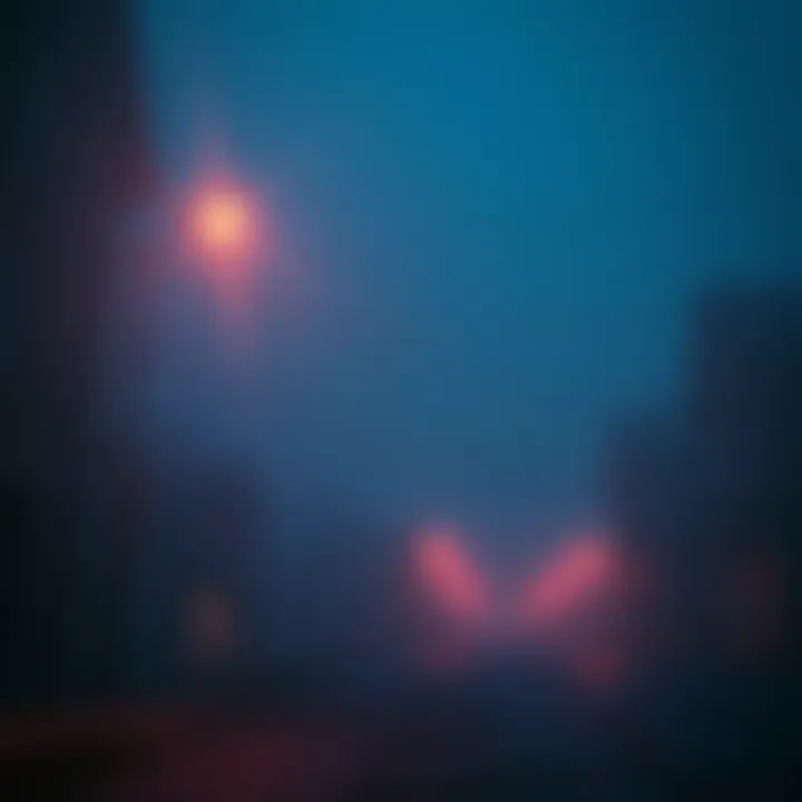 A dark and foggy street in Silent Hill with eerie lighting and unsettling atmosphere