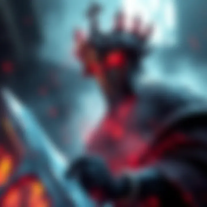 A scene from the Dark Horizon DLC featuring the awakened king in action with dramatic lighting and game elements.