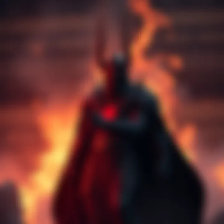 The Dark Lord stands in a dark, fiery environment, showcasing his unique design and powerful presence in TAG 2.