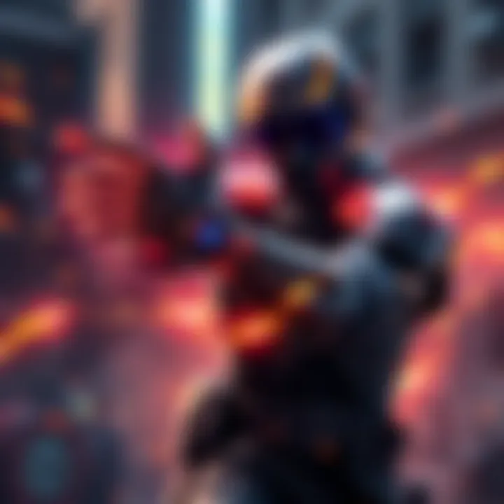 A character wearing Dark Matter Gauntlets, showcasing enhanced speed and energy during gameplay