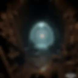 A dimly lit mine tunnel with eerie shadows and scattered mining equipment, hinting at danger ahead.