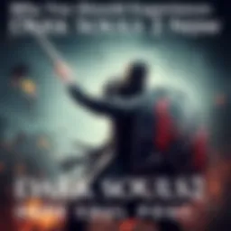 Dark Souls 2 Character in Battle A character in Dark Souls 2 wielding a sword and shield during an intense battle, surrounded by dark fantasy elements.
