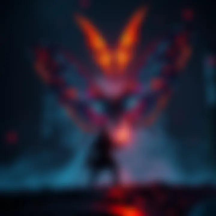 A player faces the butterfly boss in Dark Souls, dodging its attacks in a dark, mystical setting.