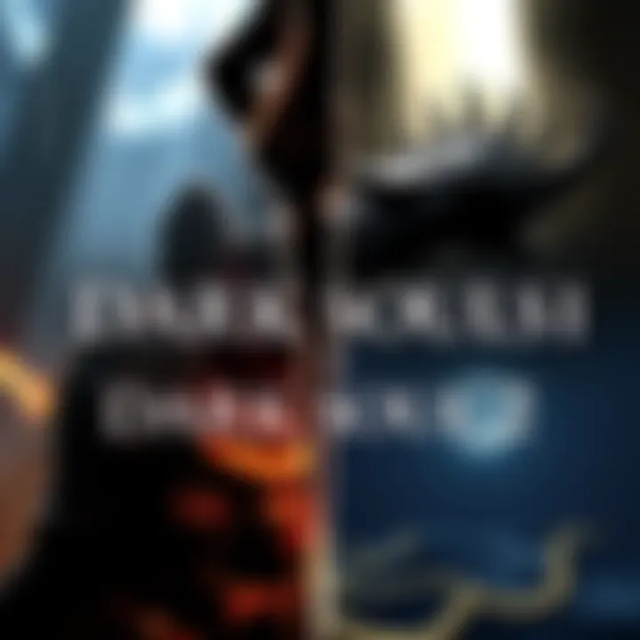 A graphic showing Dark Souls 1 gameplay on one side and a teaser for Dark Souls 2 on the other side, illustrating the choice between the two games.