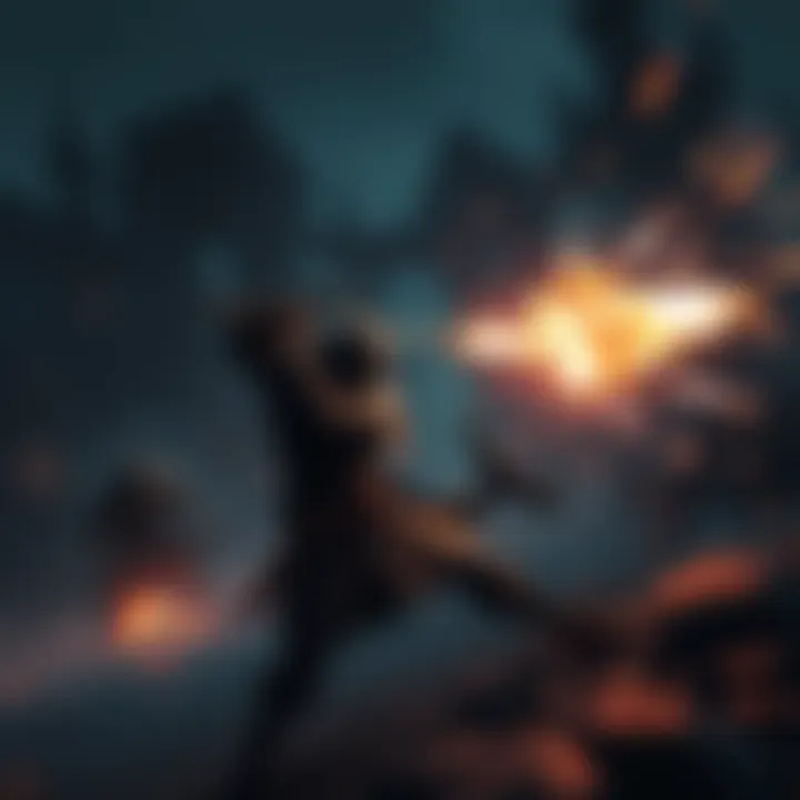 Dark Souls Player in Action An average Dark Souls player skillfully dodging an enemy attack while preparing to counterstrike in a dark fantasy setting.