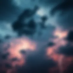 An ominous sky filled with dark clouds and flashes of lightning, creating a sense of fear and awe.