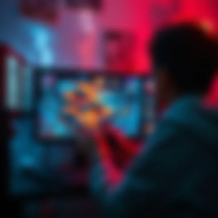 A person playing a PC game with dark themes and intricate puzzles on the screen