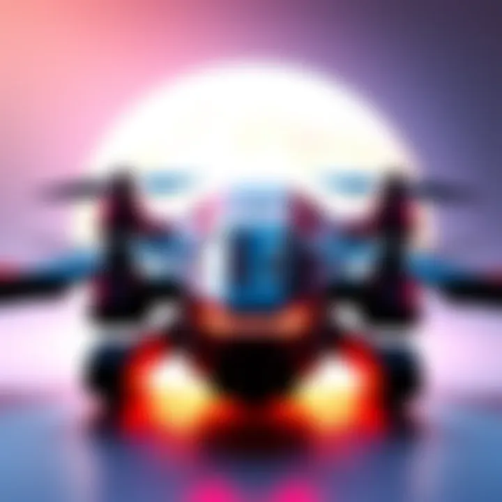 Concept art of the Dark Voyager Drone showing its sleek design and features for gameplay.