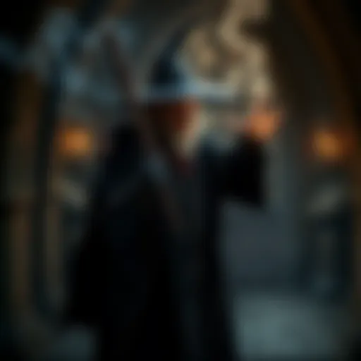 A Dark Wizard stands in a mysterious lair, casting a powerful spell with dark magic swirling around.