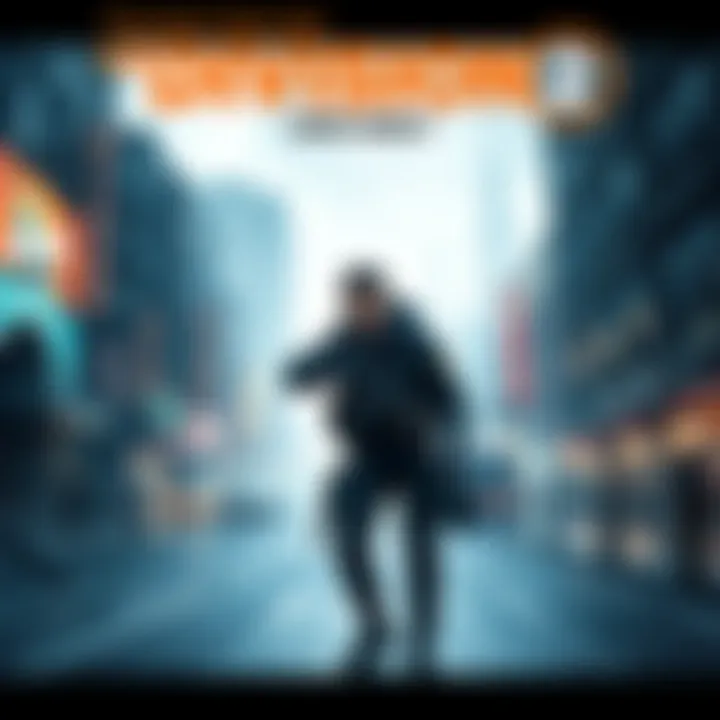 A character exploring the Dark Zone with a weapon drawn, surrounded by an urban environment, showcasing both PvP and farming scenarios.