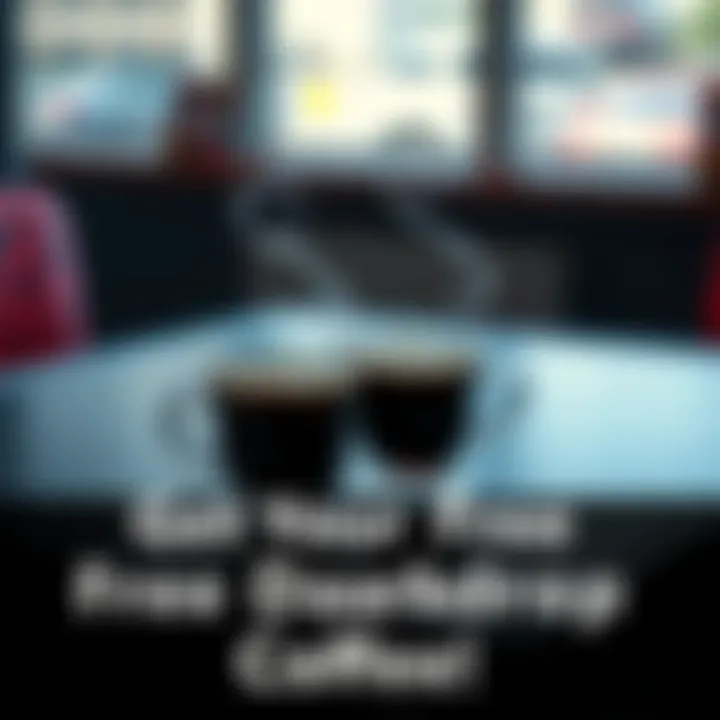 Two cups of Darkdrop coffee on a table with steam rising from them