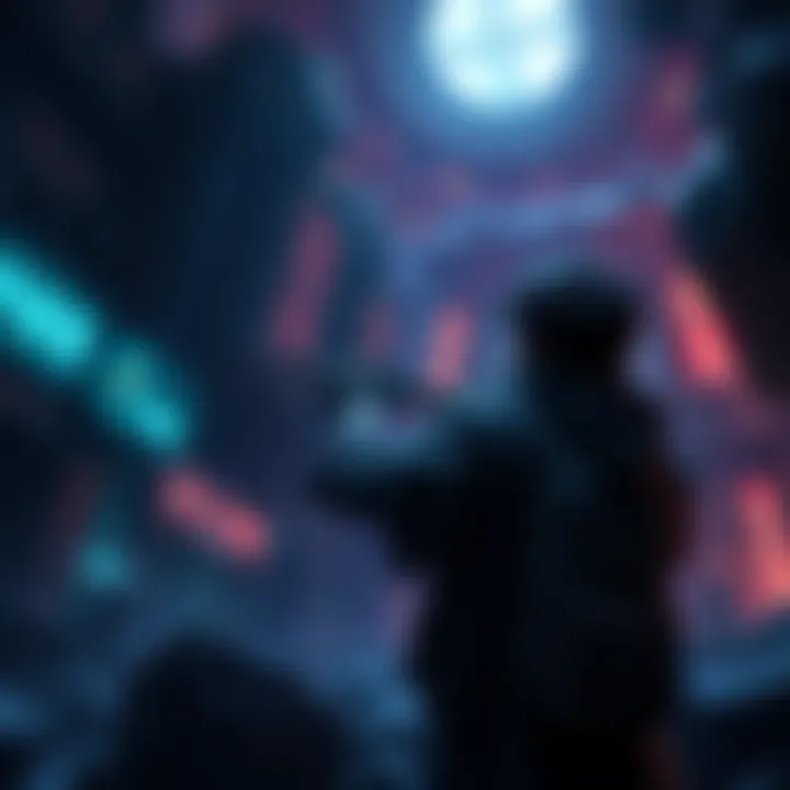 A character exploring a dark and immersive game environment with detailed graphics, showing engaging combat actions.