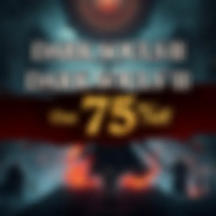 A promo image showing DARK SOULS II with a 75% discount banner, featuring gothic elements and characters in a dark fantasy world.