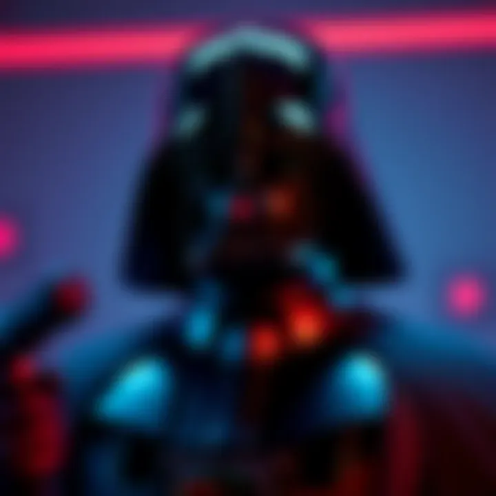Darth Vader's voice in Fortnite An image depicting a character resembling Darth Vader in a gaming setting, highlighting the use of AI for voice replication.