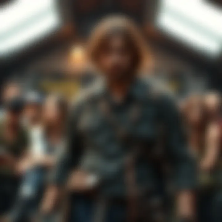 A Daryl Dixon character skin concept for a coma outfit, featuring rugged clothing and distinctive accessories, showcased in a vibrant community discussion setting.