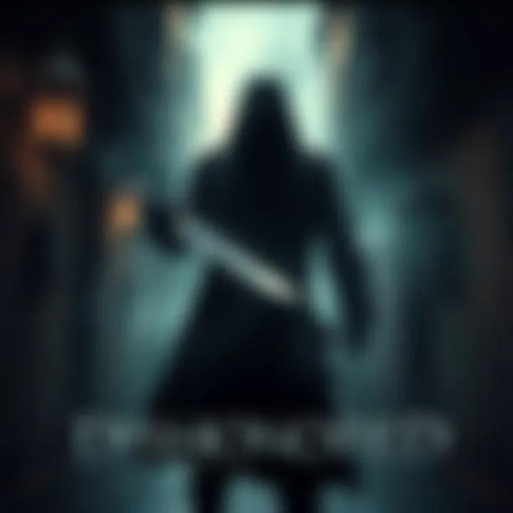 A dark figure representing Daud from Dishonored, standing in a shadowy alley with a knife in hand, surrounded by a mystical aura.