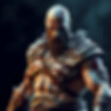 Dave Bautista in full costume as Kratos from God of War, showcasing his muscular build and iconic armor, ready for battle.