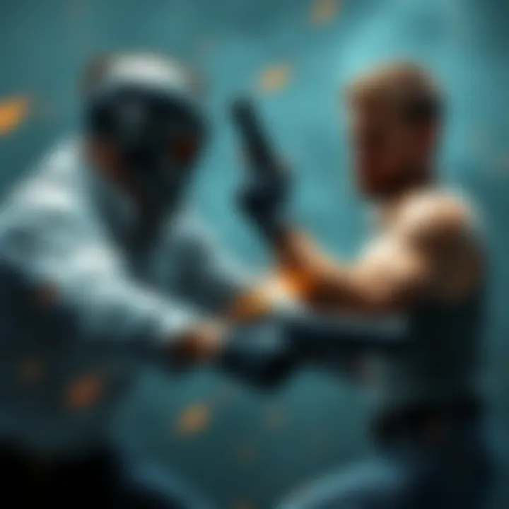 David and Adam fighting, showcasing Adam's implant adjusting to David's speed during the battle