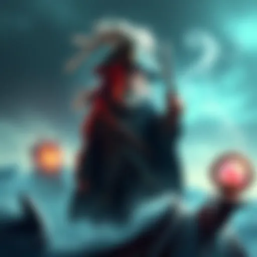 A reimagined Davy Jones character showcasing a mix of traditional pirate features and magical elements, standing on a ghostly ship with swirling mist and ocean waves.