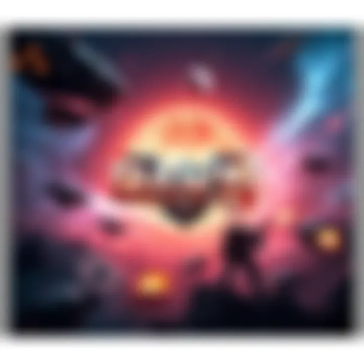 A promotional teaser for Dawn of War 4 with bold graphics and a space battle scene in the background, highlighting the excitement for the upcoming announcement at Gamescom.