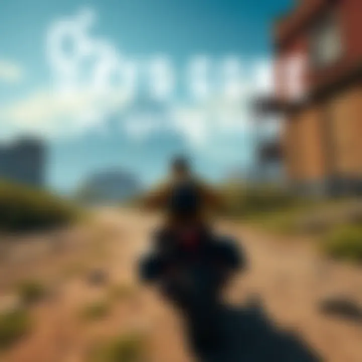 A screenshot from Days Gone showing a character riding a motorcycle through a post-apocalyptic landscape with abandoned buildings and overgrown vegetation.