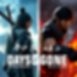 Days Gone and Ghost of Tsushima Comparison A side-by-side view of characters from Days Gone and Ghost of Tsushima in action scenes, highlighting their unique styles
