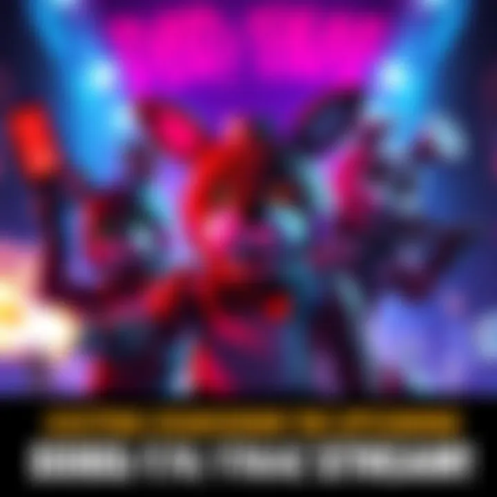 Exciting graphic announcing the DBD/FNAF stream with game characters and players in action