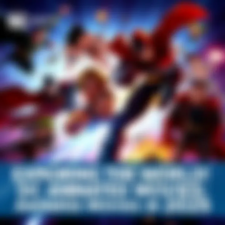 Action-packed scene featuring popular DC Animated Movie characters in dynamic poses
