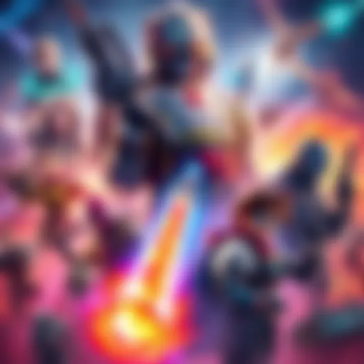 A digital art piece showcasing characters and features from the DD2 DLC, surrounded by vibrant colors and action scenes, signaling its release.