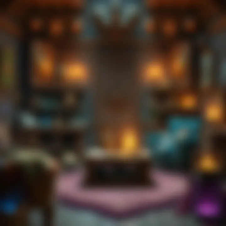 D&D Panic Room Setup A fantasy room filled with magical items and spells for Dungeons & Dragons players, showcasing protective shields, potions, and enchanted artifacts.